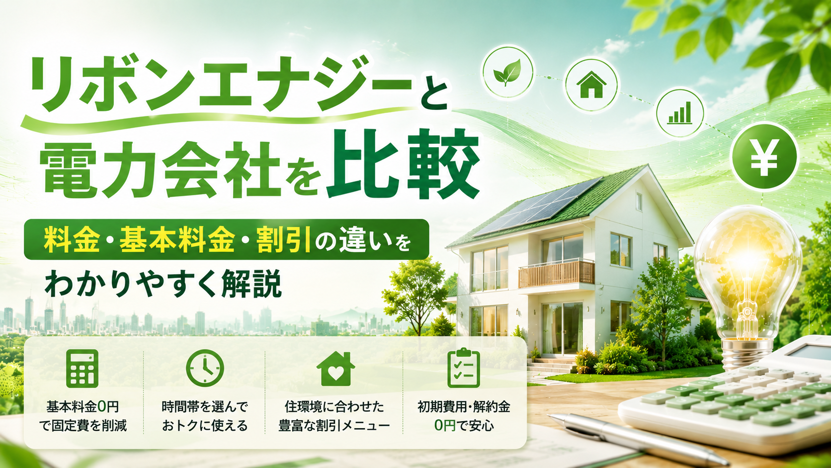 リボンエナジーと電力会社を比較|料金・基本料金・割引の違いをわかりやすく解説