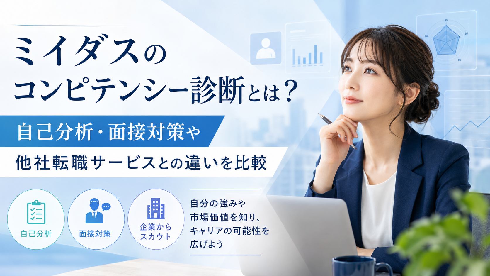 ミイダスのコンピテンシー診断とは？自己分析・面接対策や他社転職サービスとの違いを比較