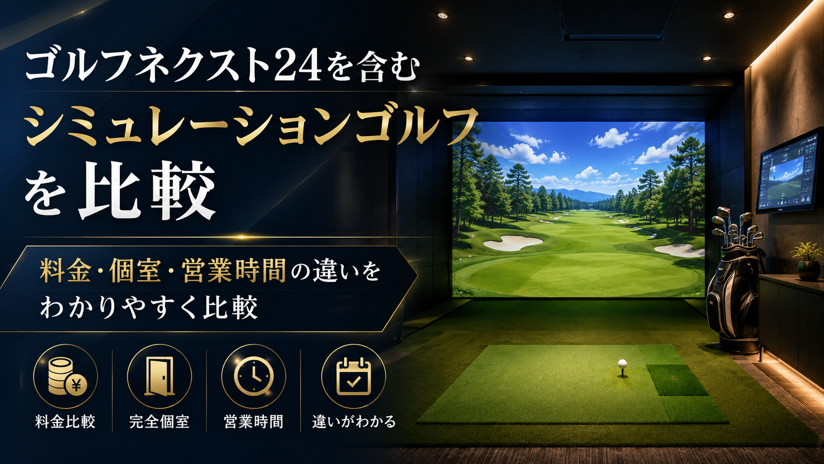 ゴルフネクスト24を含むシミュレーションゴルフを比較｜料金・個室・営業時間の違い