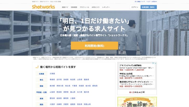 ショットワークス公式サイトのスクリーンショット